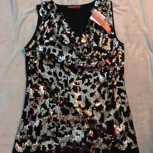 Women’s Black and Gold Sequin Top